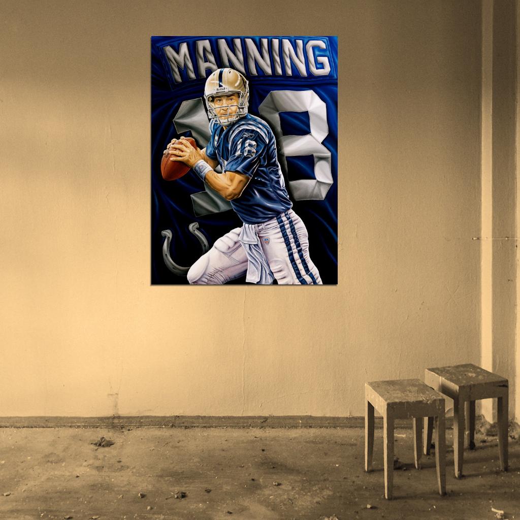 Peyton Manning Painting Art Football Sport Wall Art Print Poster