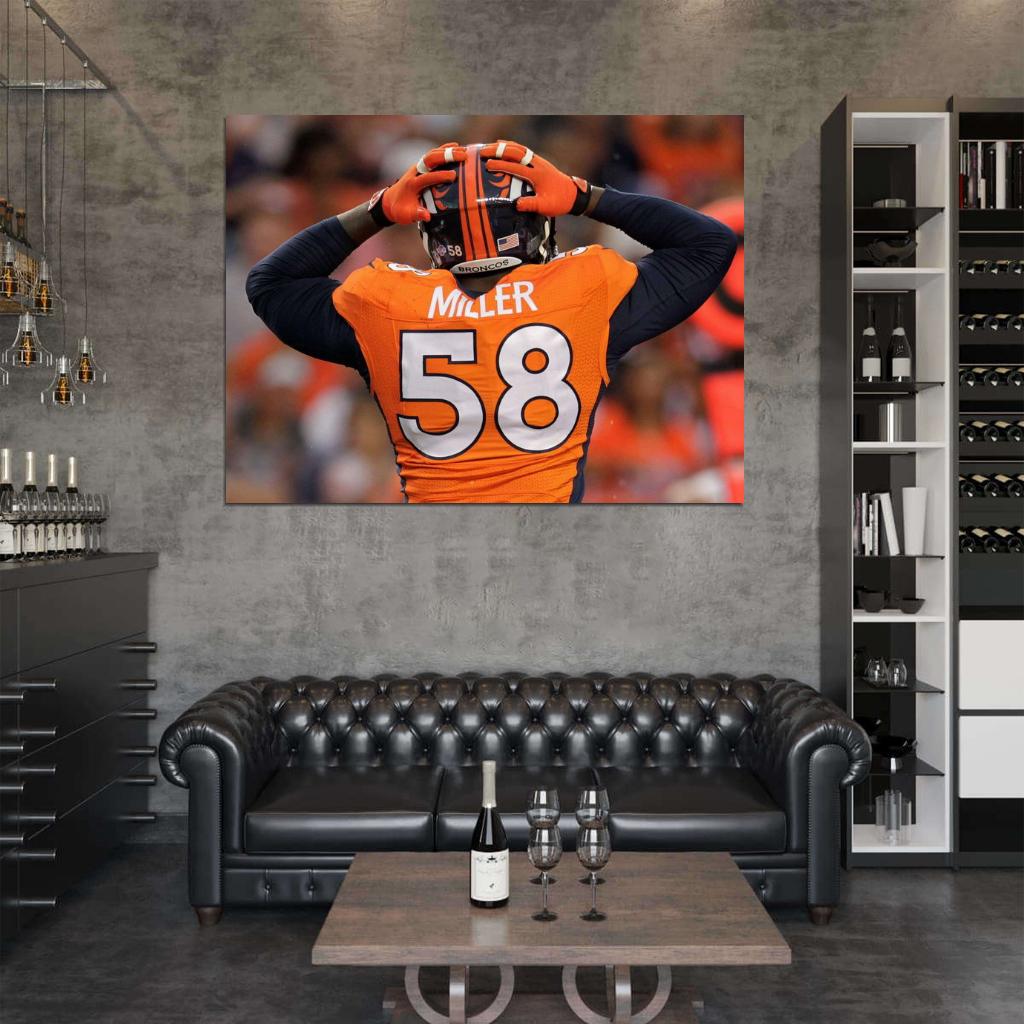 Von Miller Football Sport Wall Art Print Poster