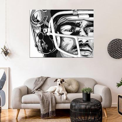 Walter Payton Painting Art BW Football Sport Wall Art Print Poster