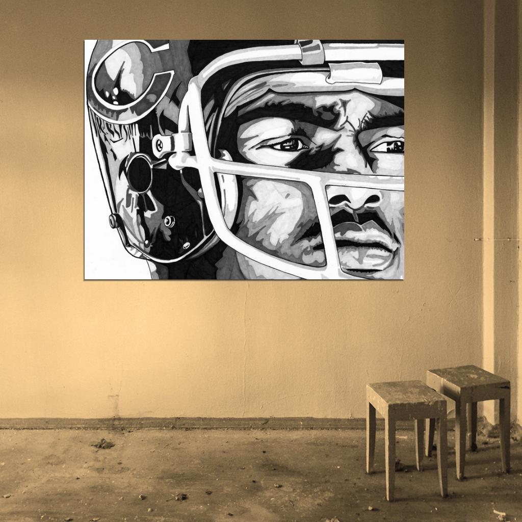 Walter Payton Painting Art BW Football Sport Wall Art Print Poster