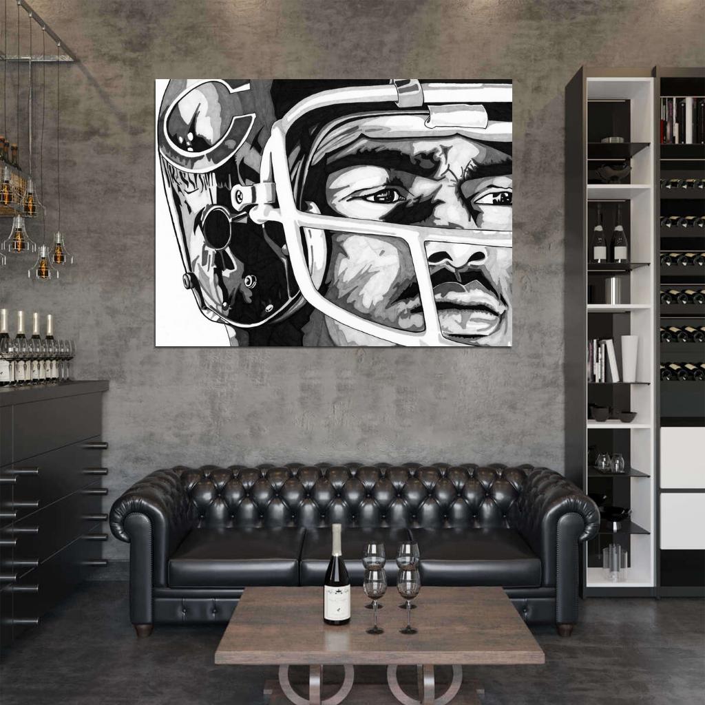 Walter Payton Painting Art BW Football Sport Wall Art Print Poster