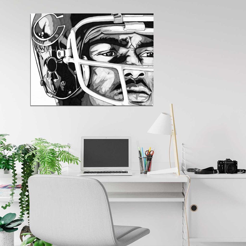 Walter Payton Painting Art BW Football Sport Wall Art Print Poster