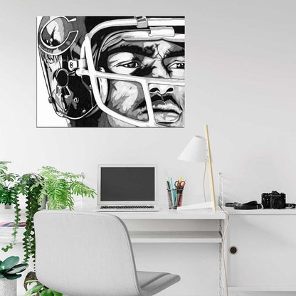 Walter Payton Painting Art BW Football Sport Wall Art Print Poster