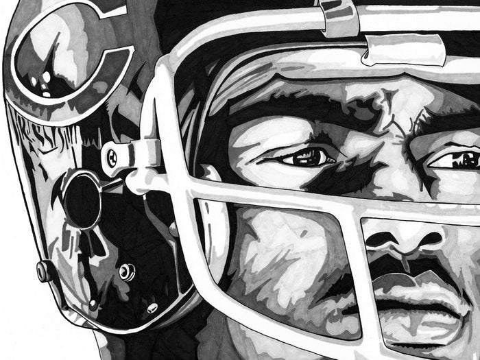 Walter Payton Painting Art BW Football Sport Wall Art Print Poster