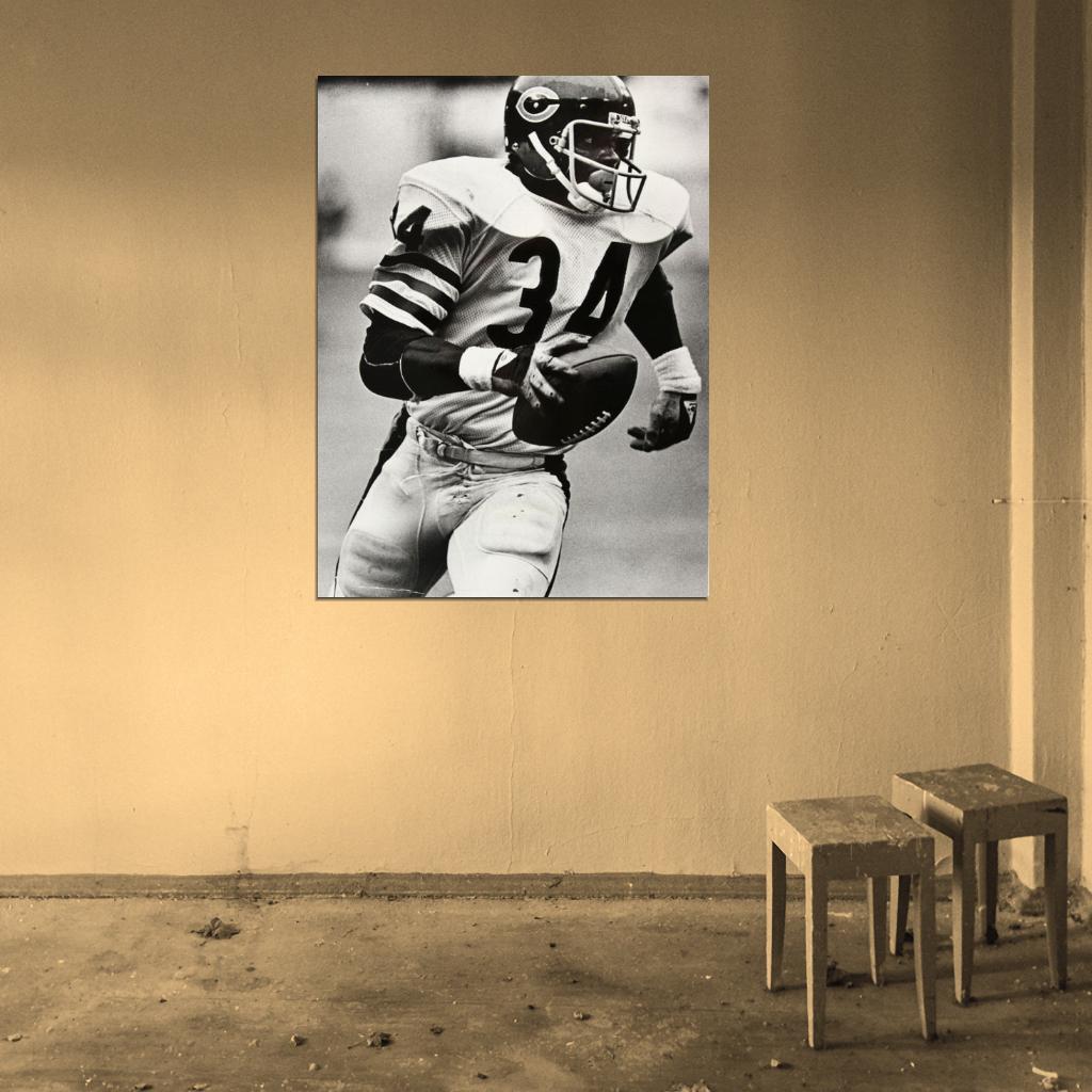 Walter Payton Classic BW Football Sport Wall Art Print Poster