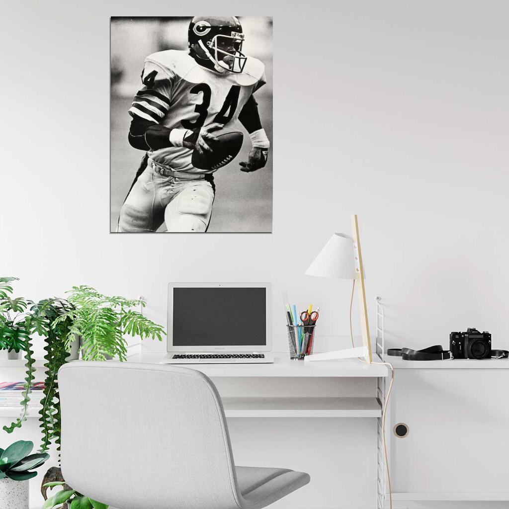Walter Payton Classic BW Football Sport Wall Art Print Poster