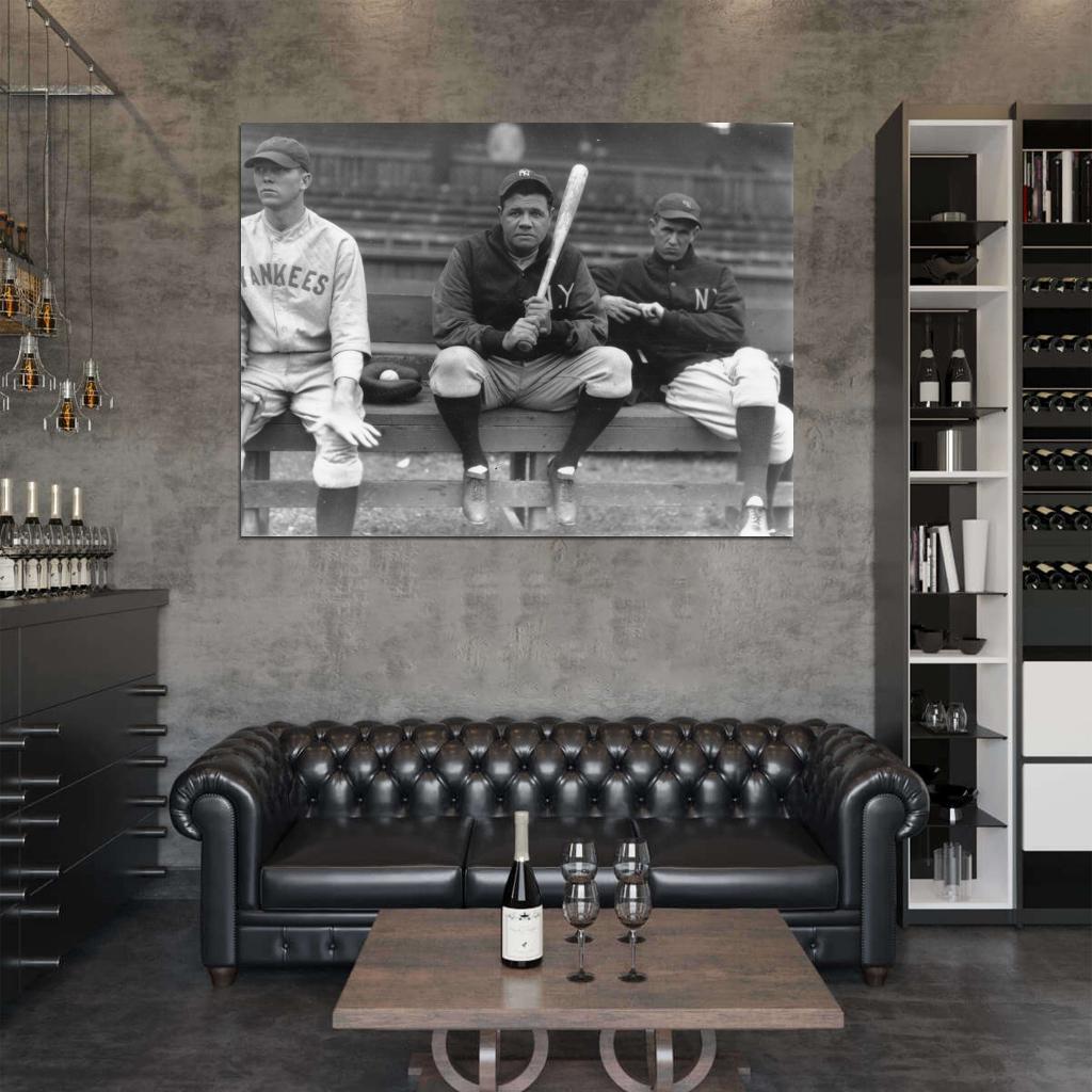 Babe Ruth Classic Retro BW Baseball Sport Wall Art Print Poster