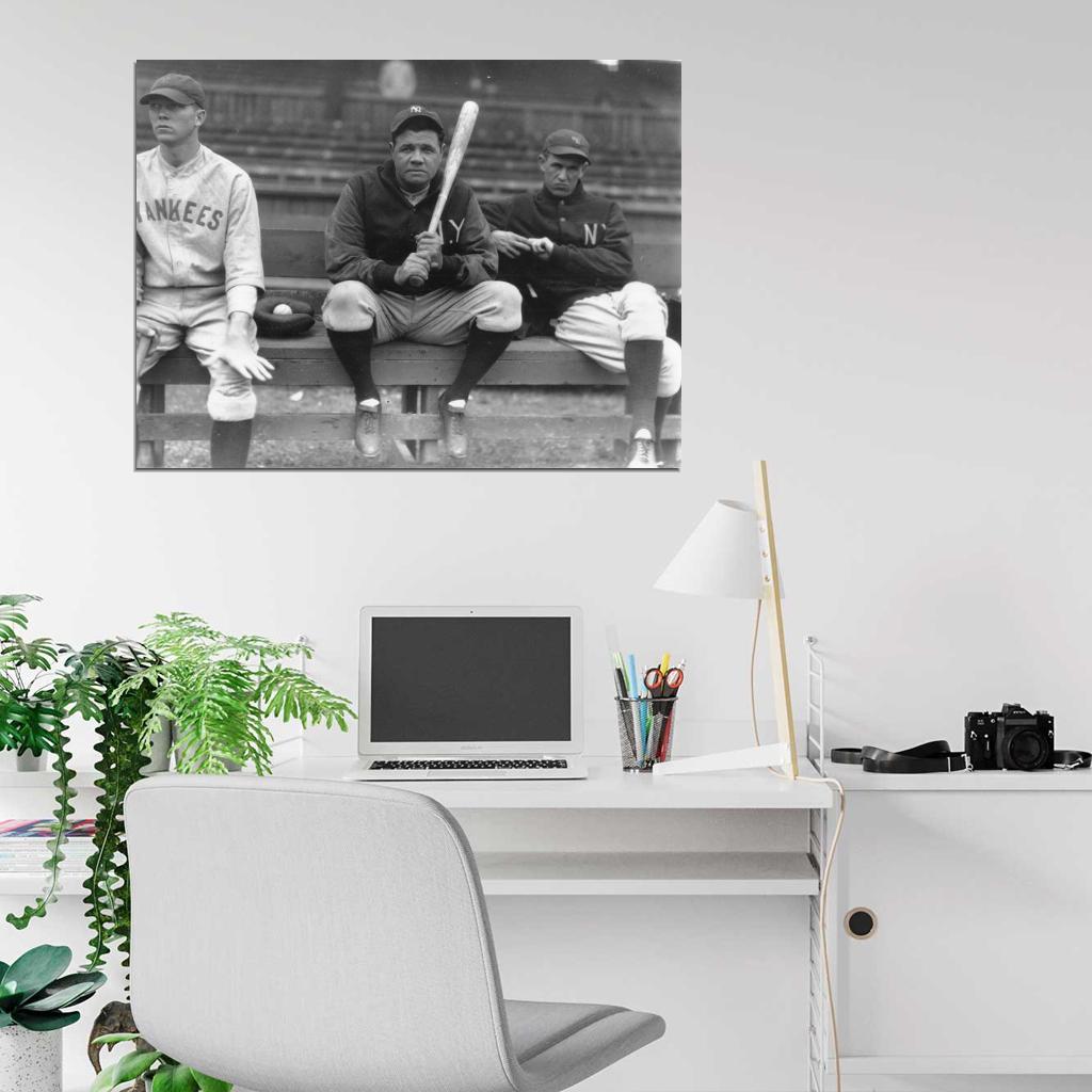 Babe Ruth Classic Retro BW Baseball Sport Wall Art Print Poster