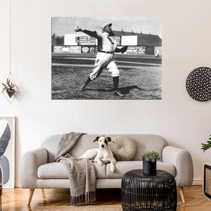 Denton True Cy Young Classic Retro BW Baseball Sport Wall Art Print Poster