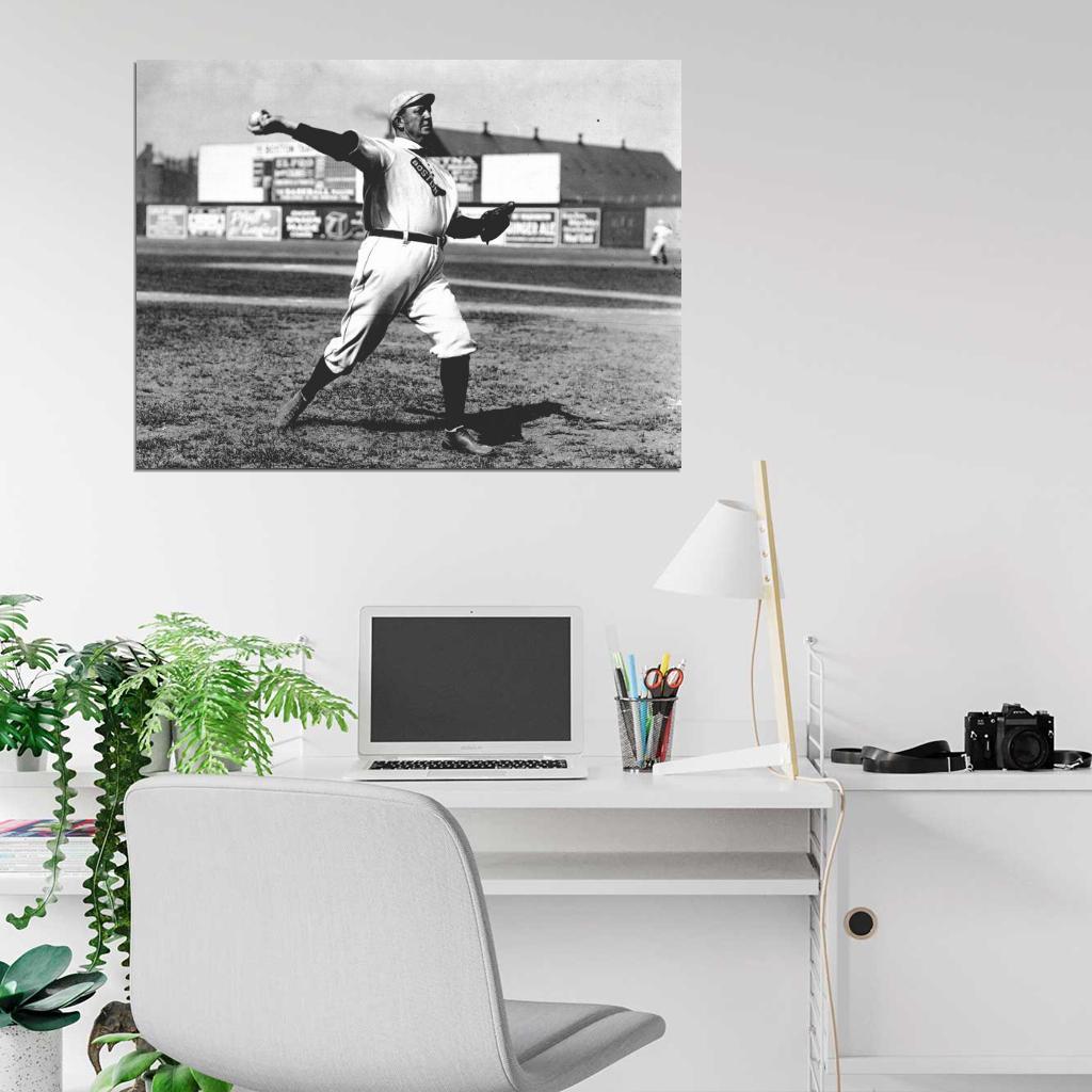 Denton True Cy Young Classic Retro BW Baseball Sport Wall Art Print Poster