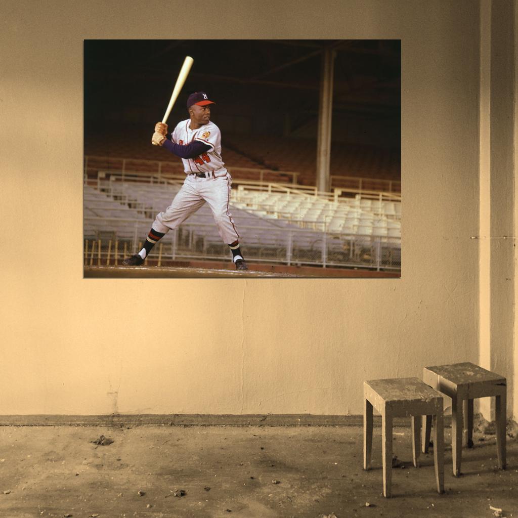 Henry Louis Hank Aaron Classic Baseball Sport Wall Art Print Poster