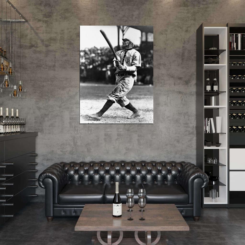 Honus Wagner Vintage Classic Retro BW Baseball Sport Wall Art Print Poster