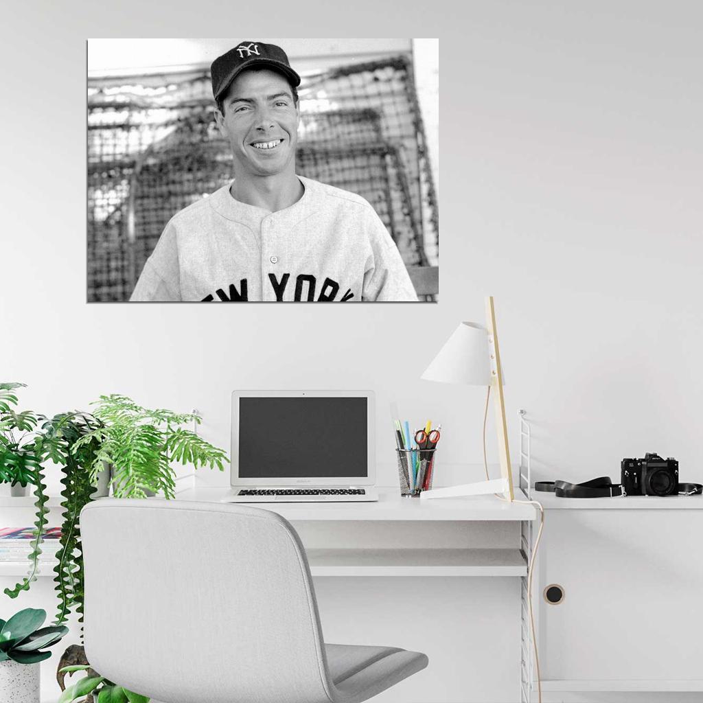 Joe DiMaggio Classic Retro BW Baseball Sport Wall Art Print Poster