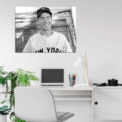 Joe DiMaggio Classic Retro BW Baseball Sport Wall Art Print Poster