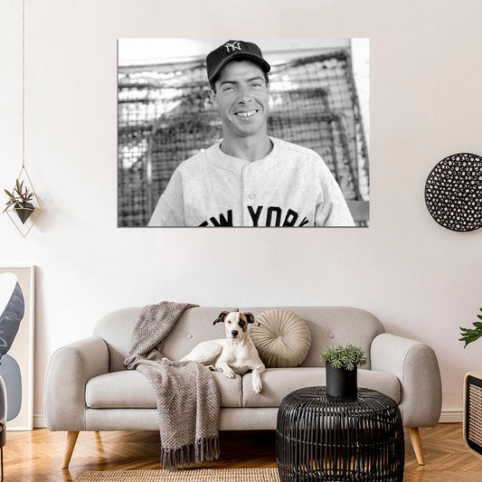 Joe DiMaggio Classic Retro BW Baseball Sport Wall Art Print Poster