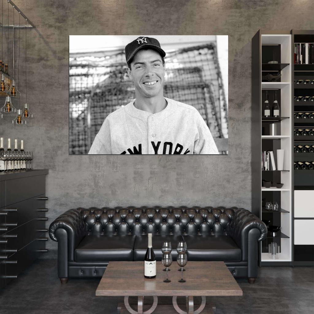 Joe DiMaggio Classic Retro BW Baseball Sport Wall Art Print Poster