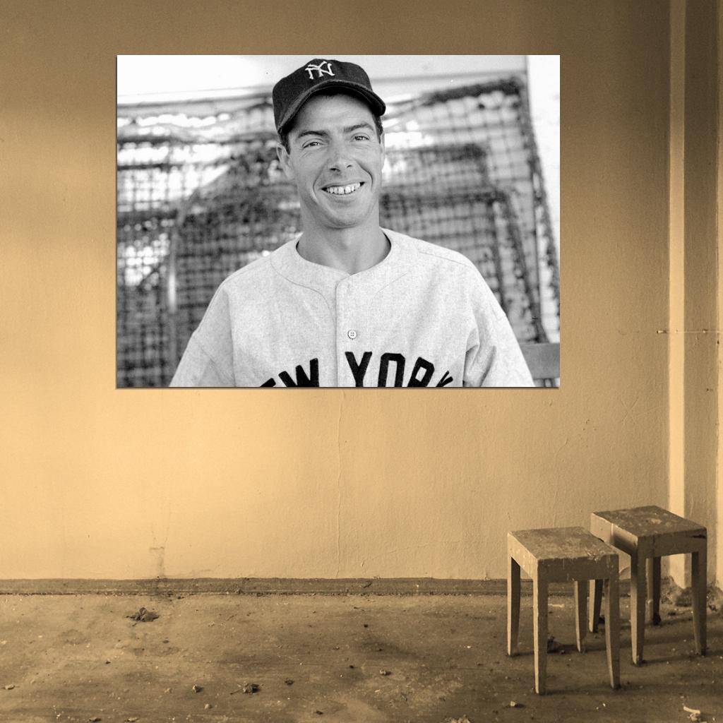 Joe DiMaggio Classic Retro BW Baseball Sport Wall Art Print Poster