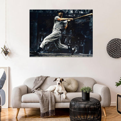 Joe DiMaggio Painting Art Classic Retro Baseball Sport Wall Art Print Poster
