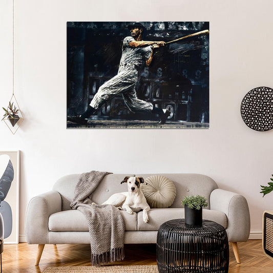 Joe DiMaggio Painting Art Classic Retro Baseball Sport Wall Art Print Poster