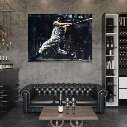 Joe DiMaggio Painting Art Classic Retro Baseball Sport Wall Art Print Poster