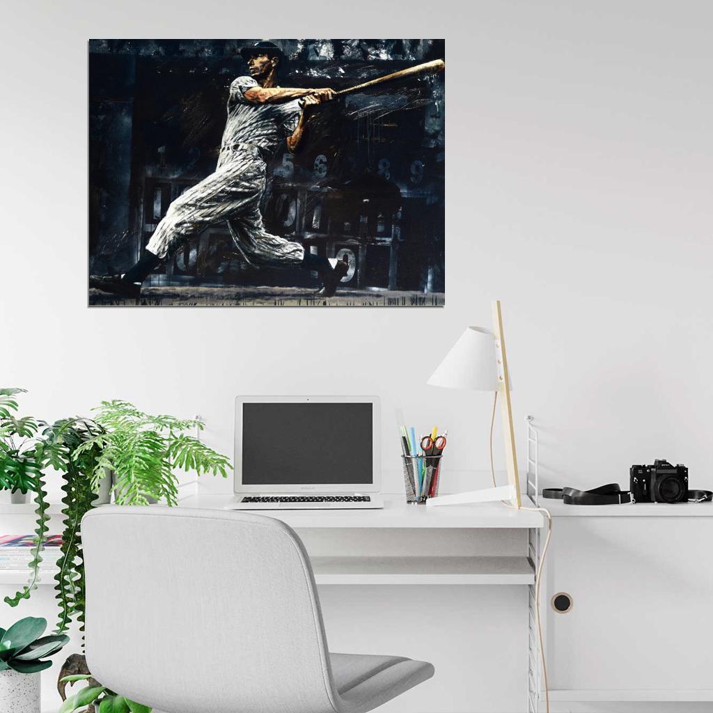 Joe DiMaggio Painting Art Classic Retro Baseball Sport Wall Art Print Poster