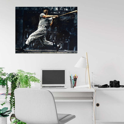 Joe DiMaggio Painting Art Classic Retro Baseball Sport Wall Art Print Poster