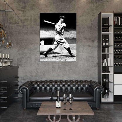 Lou Gehrig Vintage Retro BW Classic Baseball Sport Wall Art Print Poster