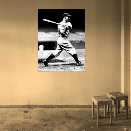 Lou Gehrig Vintage Retro BW Classic Baseball Sport Wall Art Print Poster