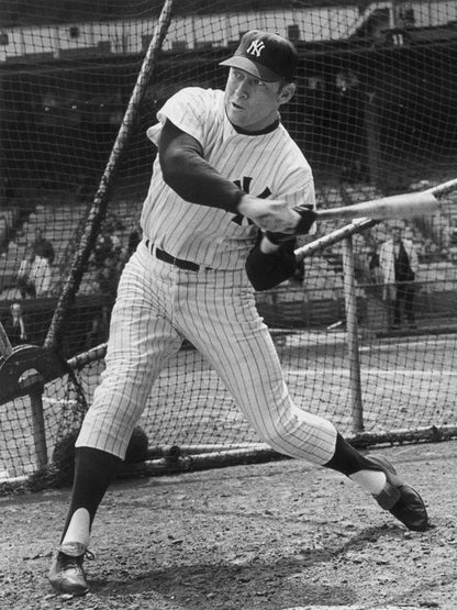 Mickey Mantle Vintage Retro BW Classic Baseball Sport Wall Art Print Poster