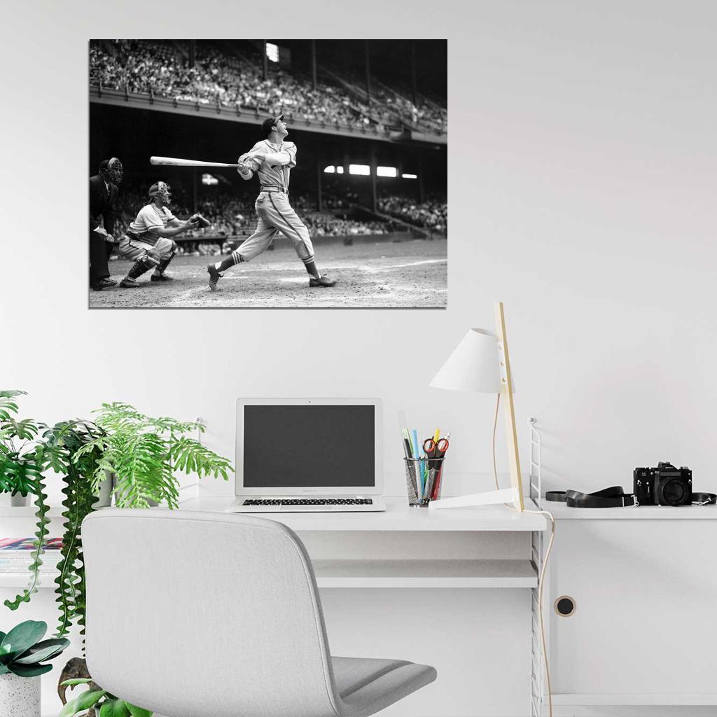 Stan Musial Vintage Retro Classic BW Baseball Sport Wall Art Print Poster