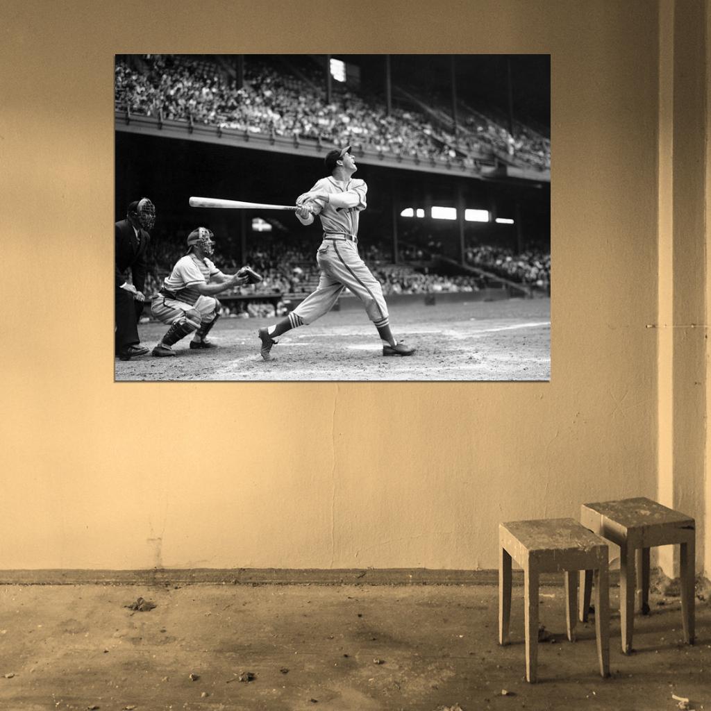 Stan Musial Vintage Retro Classic BW Baseball Sport Wall Art Print Poster