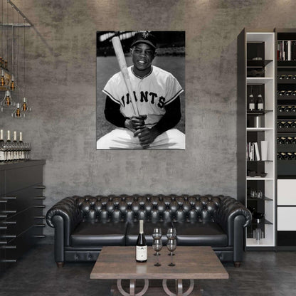 Willie Mays Classic Bw Baseball Sport Wall Art Print Poster