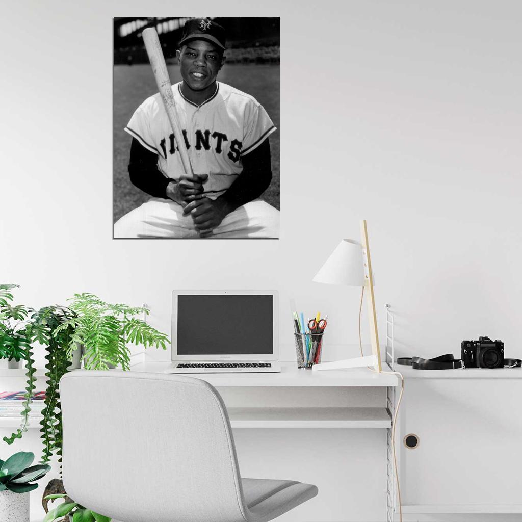 Willie Mays Classic Bw Baseball Sport Wall Art Print Poster