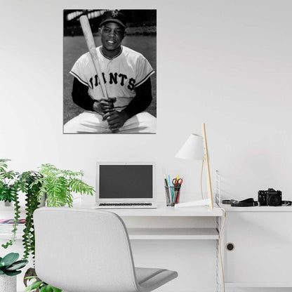 Willie Mays Classic Bw Baseball Sport Wall Art Print Poster