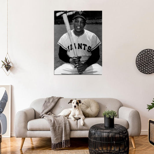 Willie Mays Classic Bw Baseball Sport Wall Art Print Poster