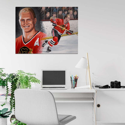 Bobby Hull Painting Art Classic Retro Hockey Sport Wall Art Print Poster