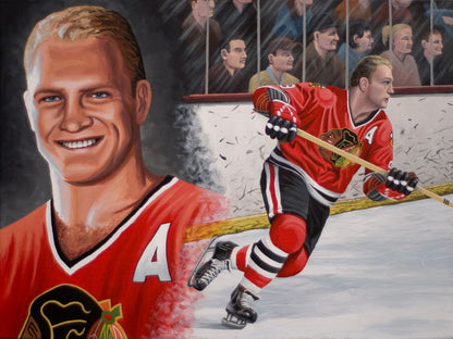 Bobby Hull Painting Art Classic Retro Hockey Sport Wall Art Print Poster