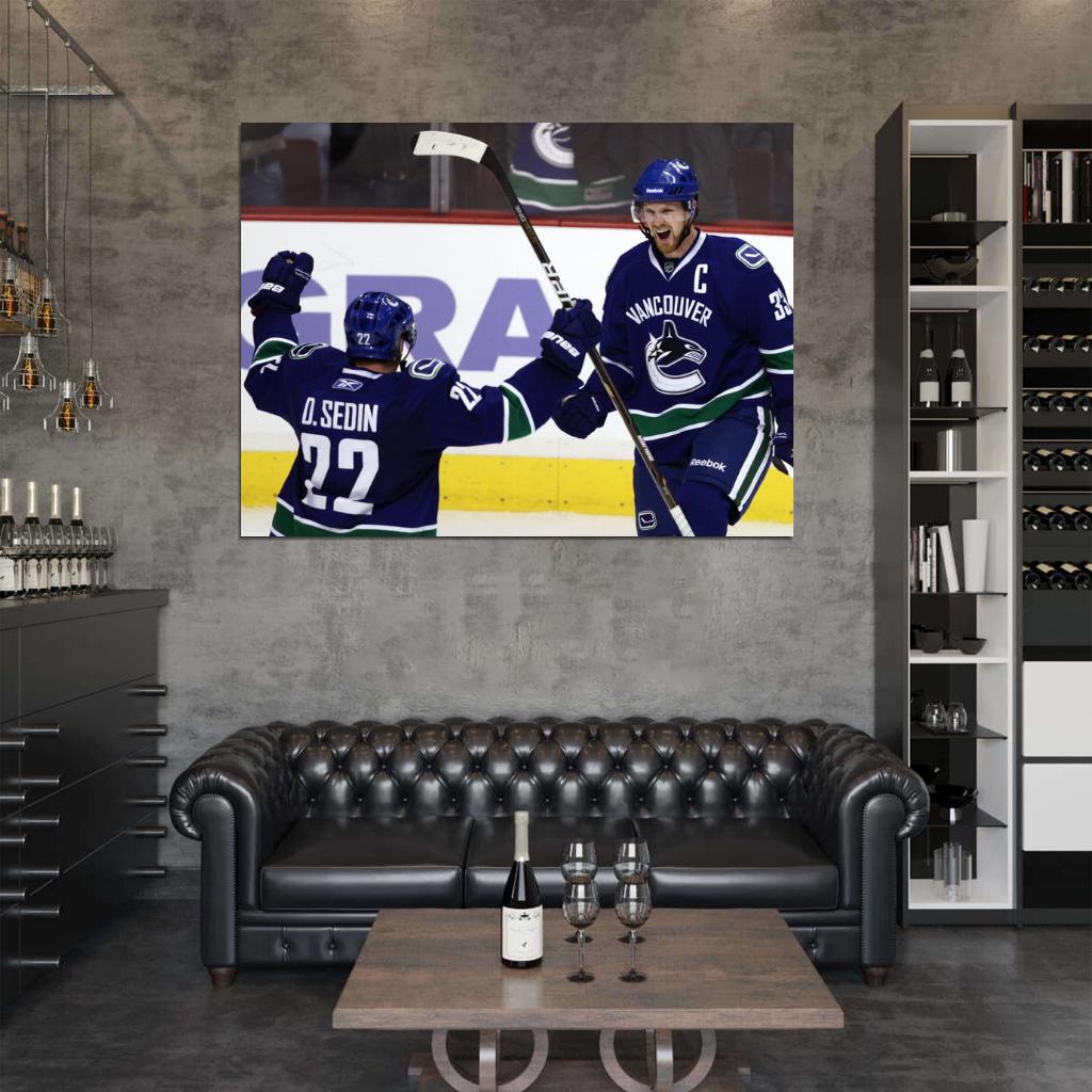 Henrik Daniel Sedin Brothers Goal Hockey Sport Wall Art Print Poster