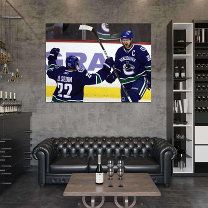 Henrik Daniel Sedin Brothers Goal Hockey Sport Wall Art Print Poster
