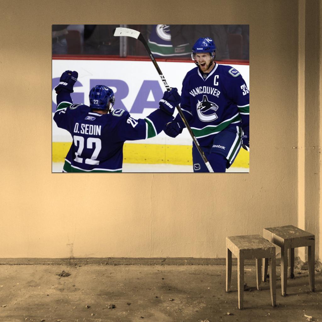Henrik Daniel Sedin Brothers Goal Hockey Sport Wall Art Print Poster