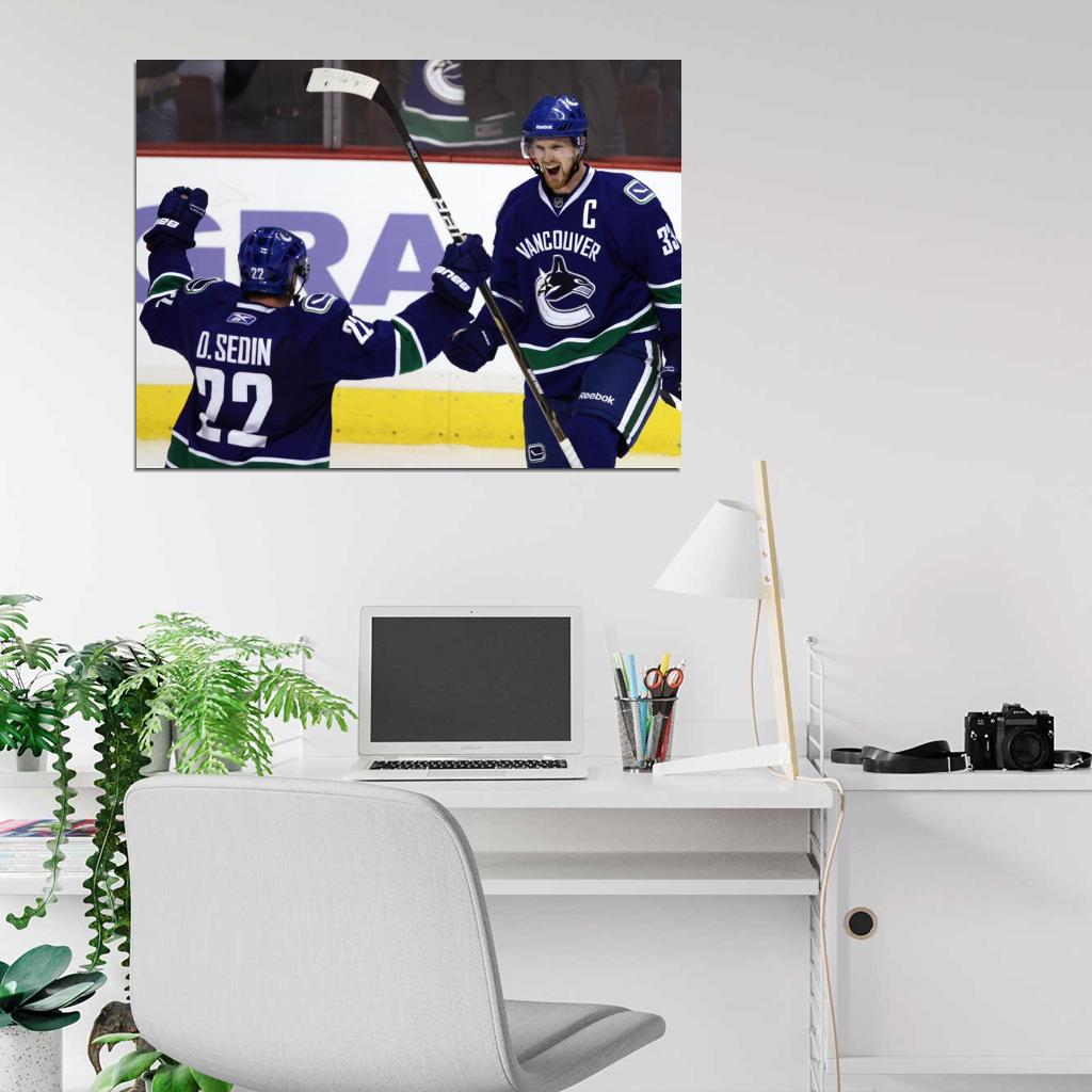Henrik Daniel Sedin Brothers Goal Hockey Sport Wall Art Print Poster