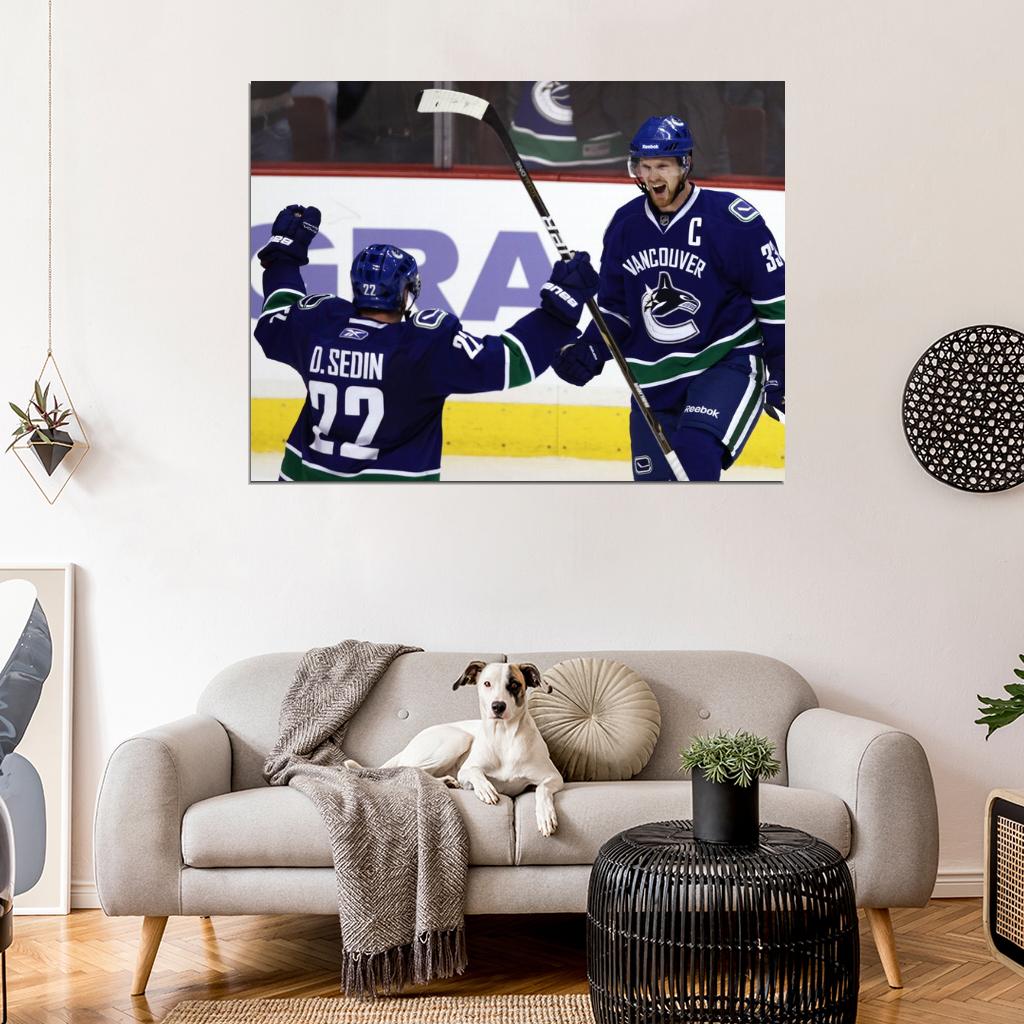 Henrik Daniel Sedin Brothers Goal Hockey Sport Wall Art Print Poster
