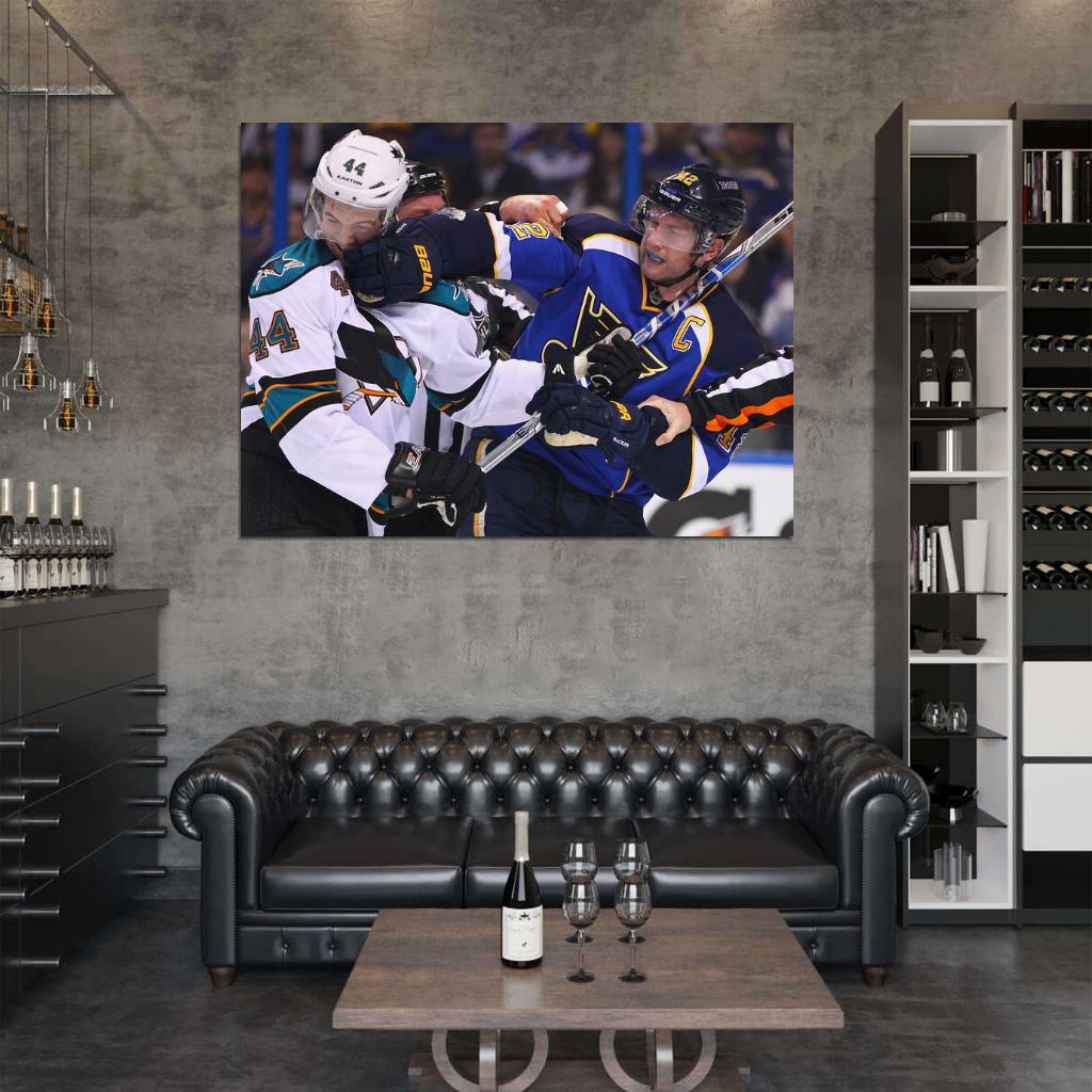 David Backes Punch Fight Hockey Sport Wall Art Print Poster