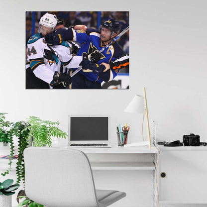 David Backes Punch Fight Hockey Sport Wall Art Print Poster