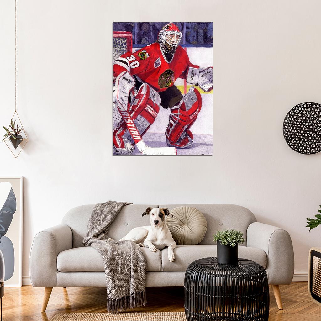 Ed Belfour Goaltender Painting Art Hockey Sport Wall Art Print Poster