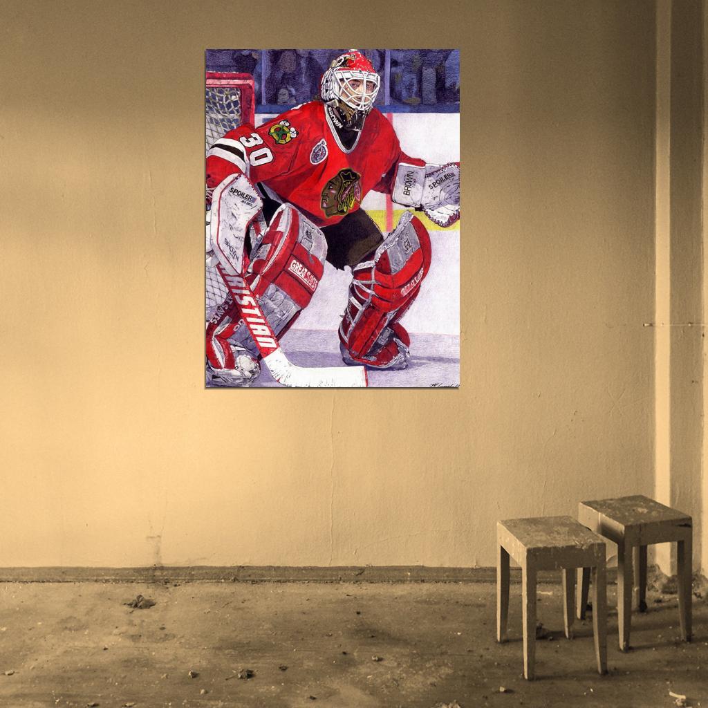 Ed Belfour Goaltender Painting Art Hockey Sport Wall Art Print Poster