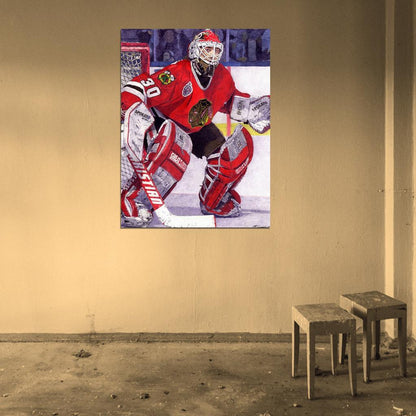Ed Belfour Goaltender Painting Art Hockey Sport Wall Art Print Poster