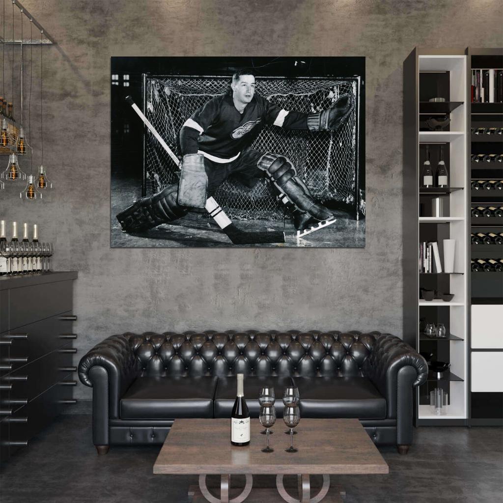 Glenn Hall Goaltender Classic Retro BW Hockey Sport Wall Art Print Poster