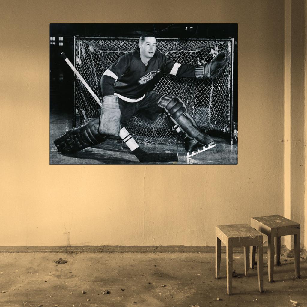 Glenn Hall Goaltender Classic Retro BW Hockey Sport Wall Art Print Poster