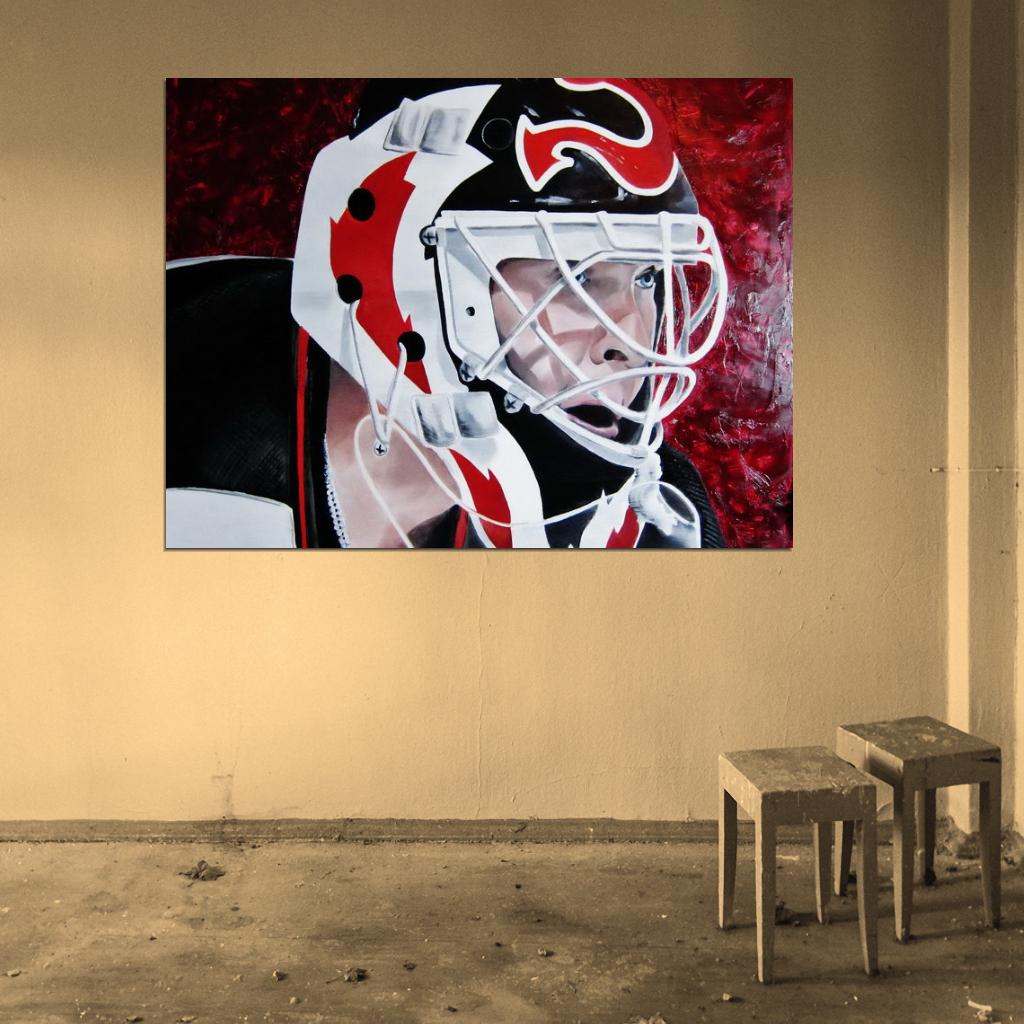 Martin Brodeur Goaltender Painting Art Hockey Sport Wall Art Print Poster